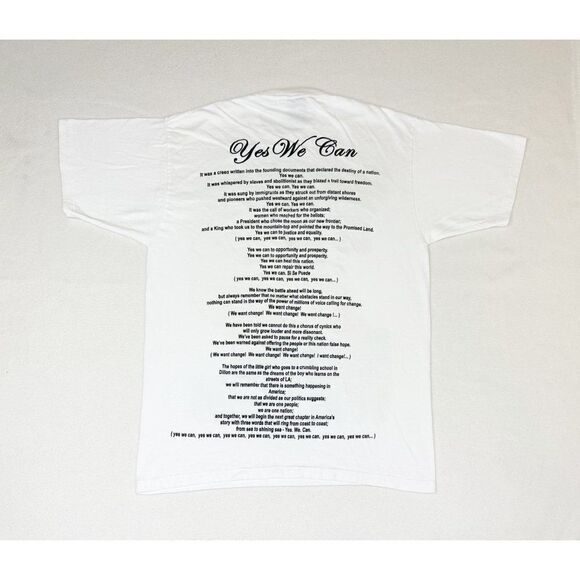 Y2K President Barack Obama T-Shirt XL White Yes We Can Hip Hop Rap Tee AOP - Picture 3 of 9